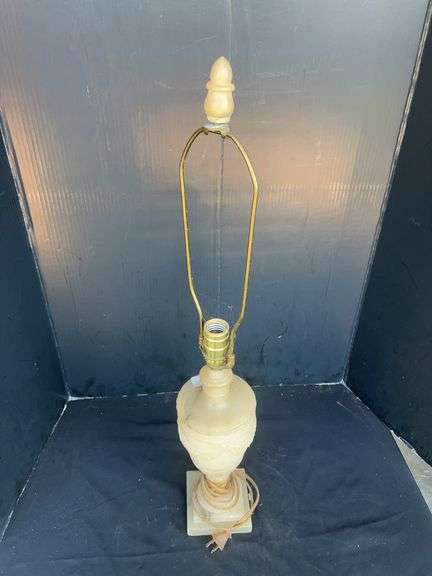 Ornate Table Lamp with Carved Base image