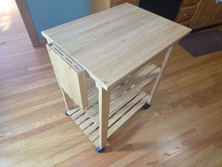 Wooden Kitchen Island Cart with Knife Block image