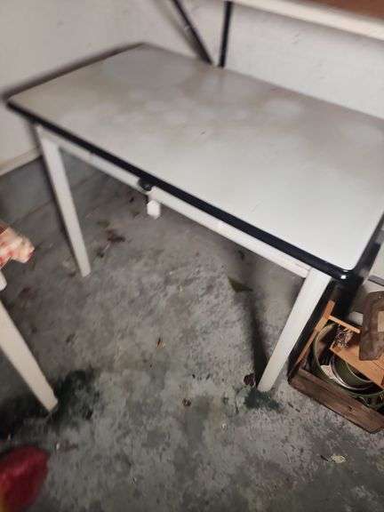 White Kitchen Table with Black Trim image