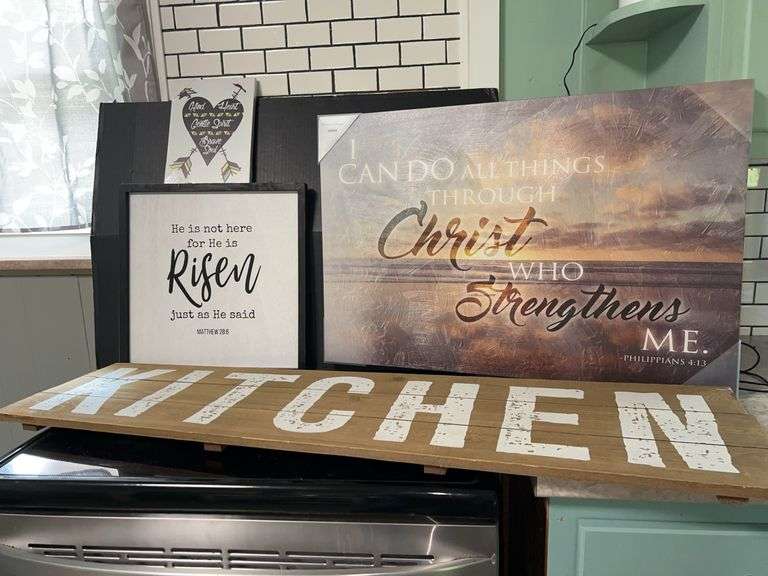 4 Wall Decor Items: Scripture, Kitchen, and Spiritual Themes image