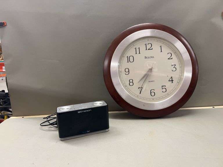 Bulova Wall Clock and Emerson SmartSet Bluetooth Alarm Clock image