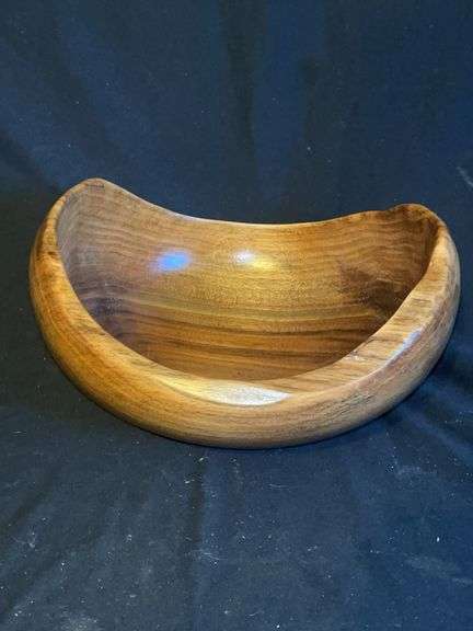 Hand Turned Walnut Bowl Signed John H. Bisek 2004 image
