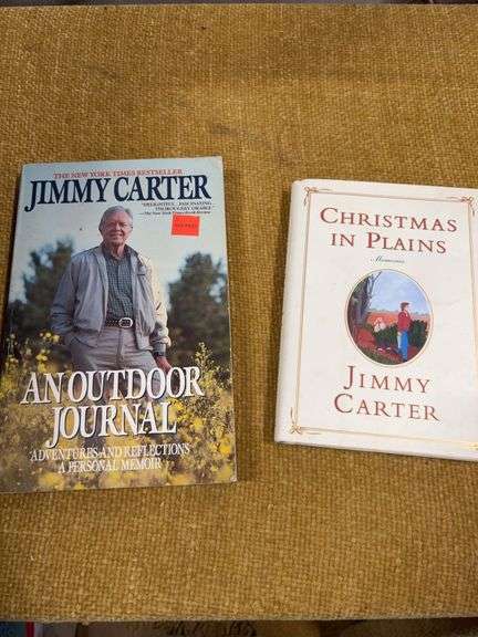TWO BOOKS BY JIMMY CARTER.  CHRISTMAS IN PLAINS AND AN OUTDOOR JOURNAL image