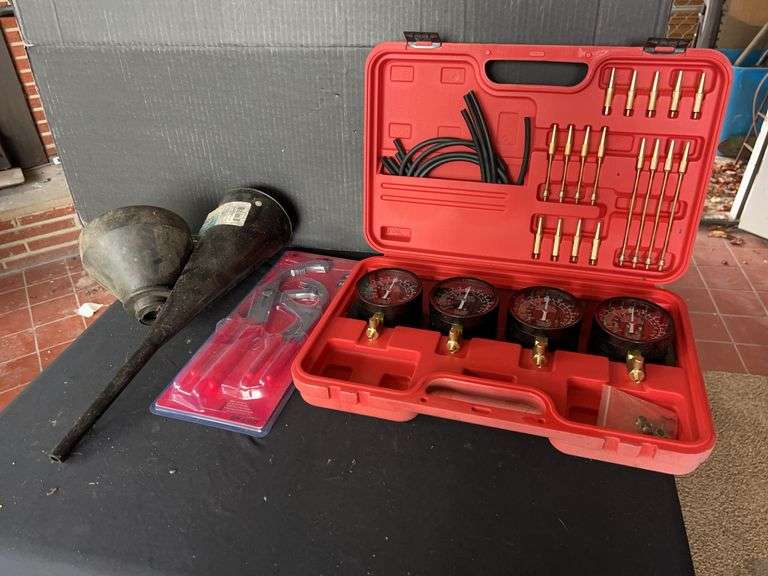 Automotive Compression Tester Set with Oil Funnels & Wrenches image