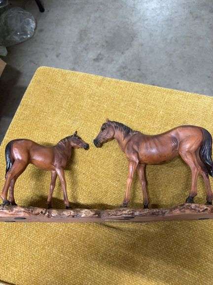 TWO HORSE STATUE.  EACH HORSE HAS AN EAR BROKEN image