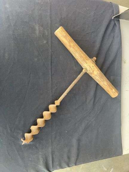 Hand Auger Drill Bit with Wooden Handle image