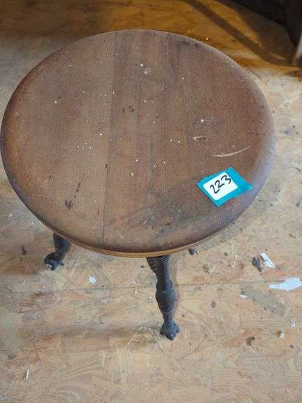 Round Wooden Stool with Ball and Claw Feet image