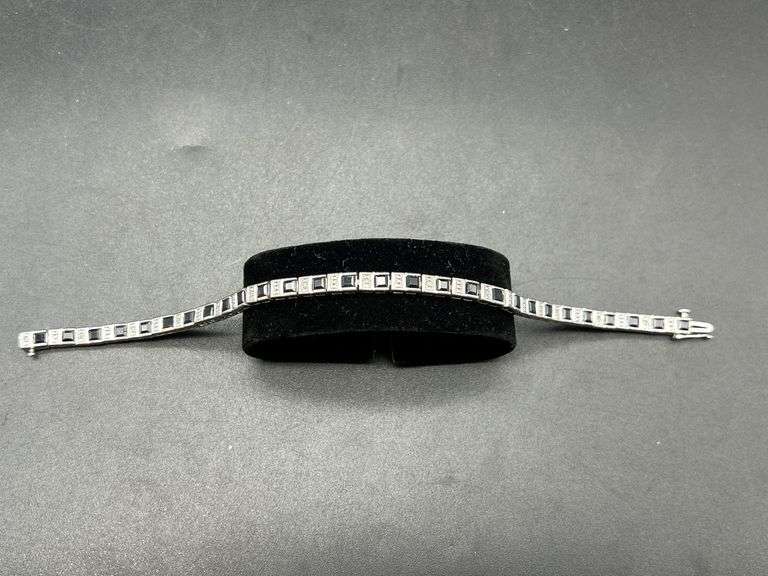 925 Sterling Silver Bracelet with Dark Stones image