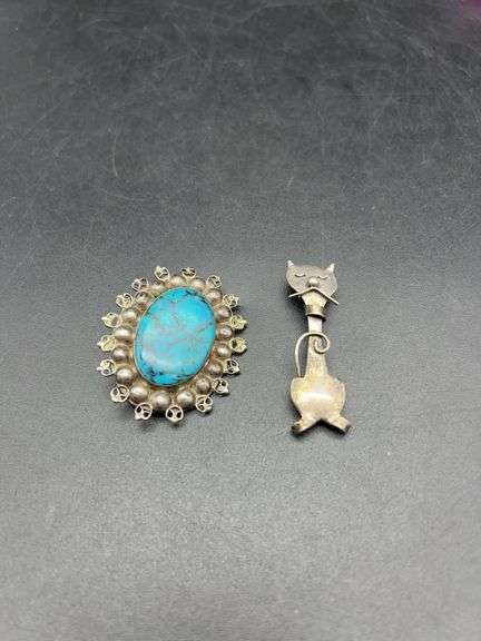VINTAGE STERLING SILVER TAXCO MEXICO BROOCH AND PIN image