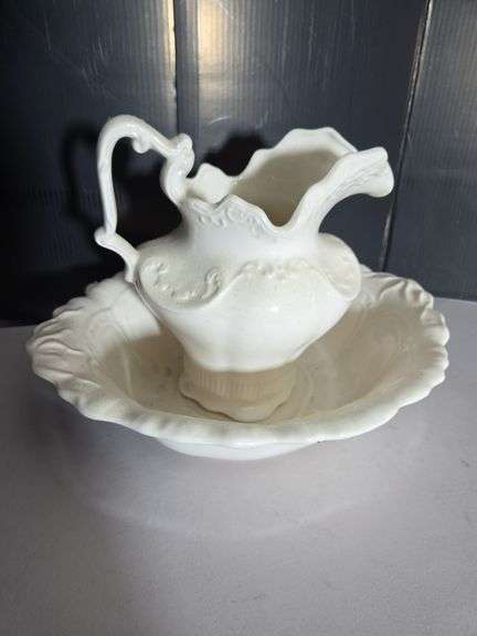 White Ironstone Pitcher and Basin Set image