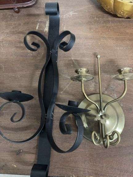 TWO METAL CANDLE HOLDERS image