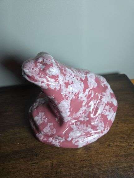 Decorative Pink and White Frog Figurine image