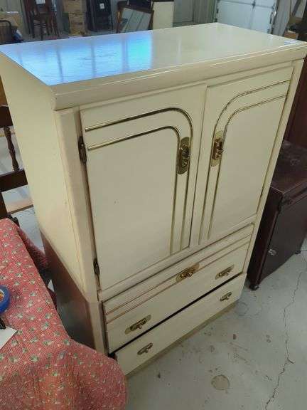 Off-White Armoire with Drawers and Doors image
