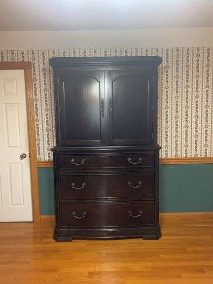 Dark Wood Armoire with Drawers image