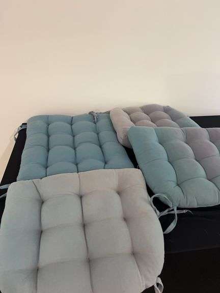Set of 4 Decorative Chair Cushions - Blue & Gray image