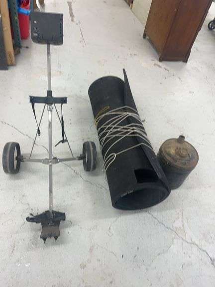 Golf Cart, Exercise Mat and Fuel Can image