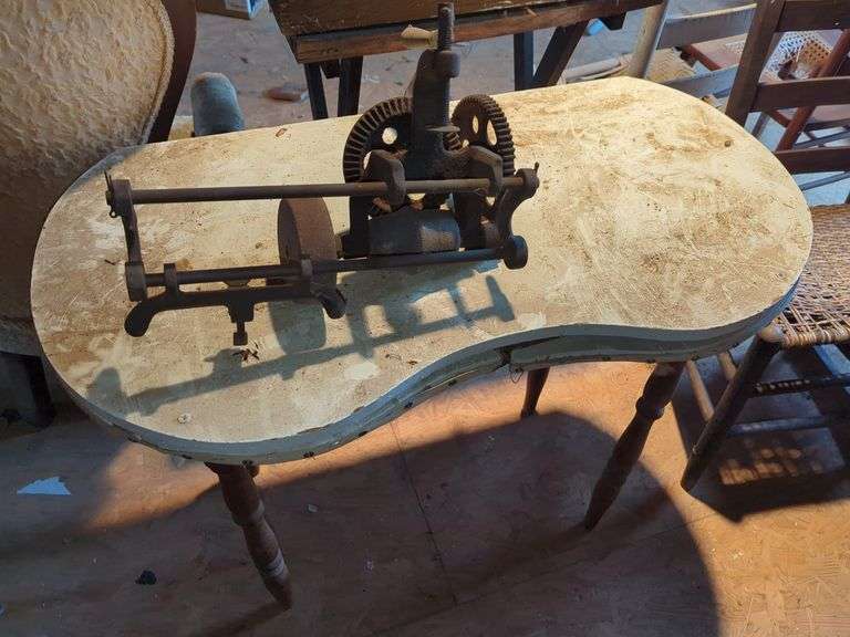 Apple Peeler and Wooden Table image