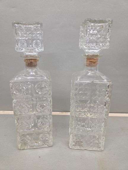 Pair of Textured Glass Decanters with Stoppers image