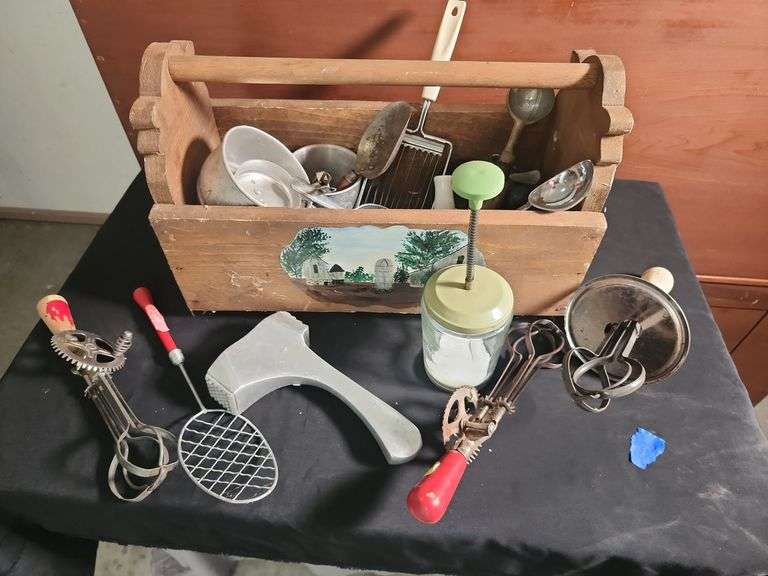 Wooden Tool Box with Kitchen Utensils image