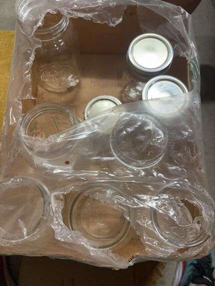 BOX OF VARIOUS SIZE JARS image