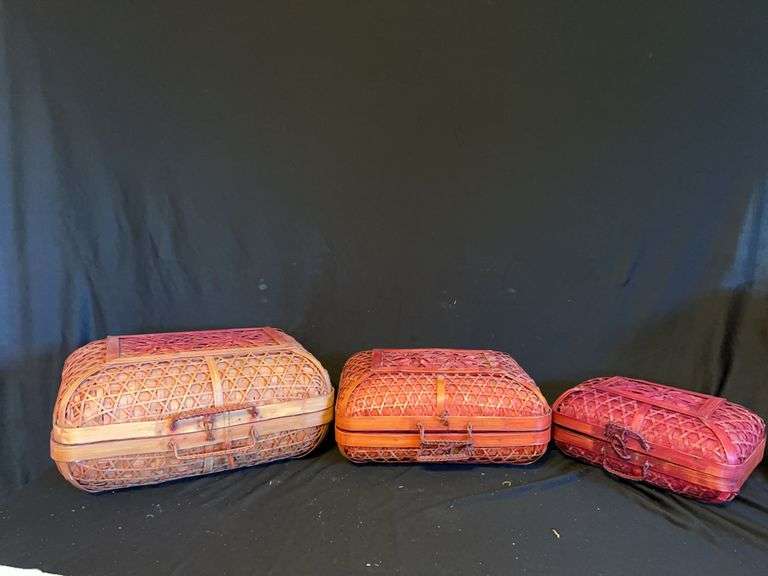 Set of 3 Woven Bamboo Boxes image
