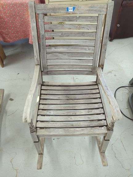 Wooden Rocking Chair with Slat Seat and Back image