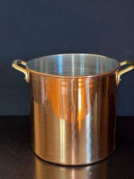 Copper Stock Pot with Brass Handles image