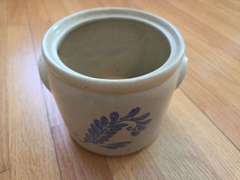McCoy Stoneware Crock with Blue Floral Design image