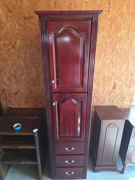 Dark Wood Wardrobe Cabinet with Drawers image