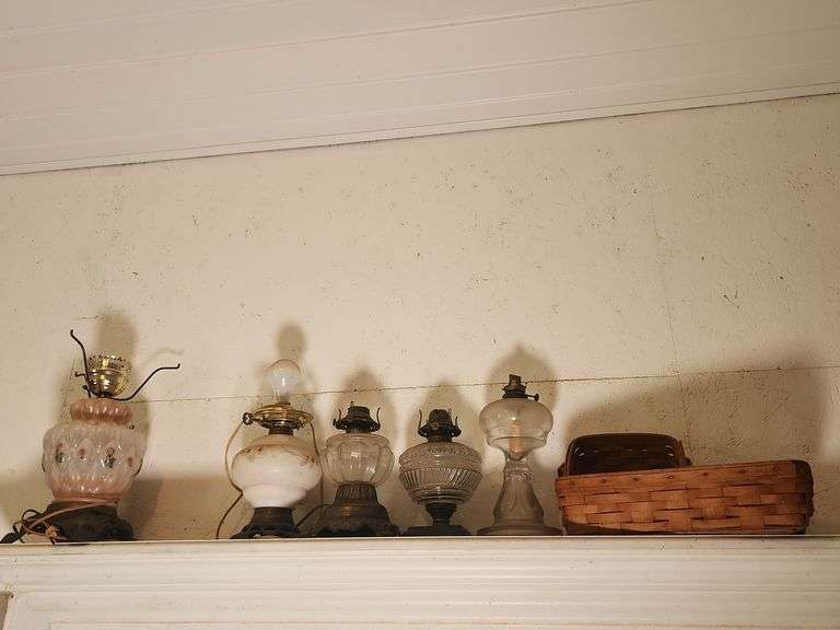 Group of Lamps and Longaberger Basket image