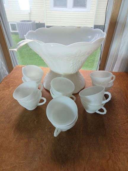 Anchor Hocking Milk White Punch Bowl Set image