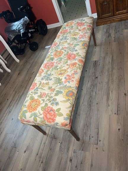 Floral Upholstered Bench image