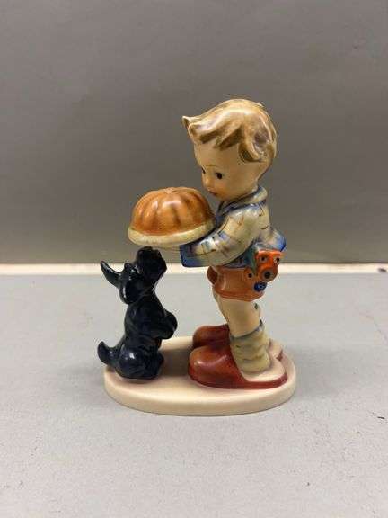Hummel Figurine Boy with Pie and Dog image