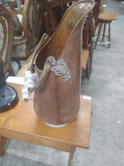 COPPER COAL SCUTTLE 19 INCHES TALL image