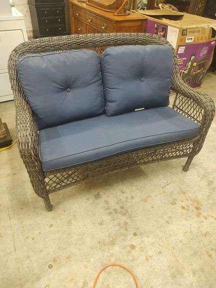 WICKER LOVESEAT WITH CUSHIONS - image