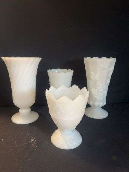 Collection of Milk Glass Vases - Four Piece Set image