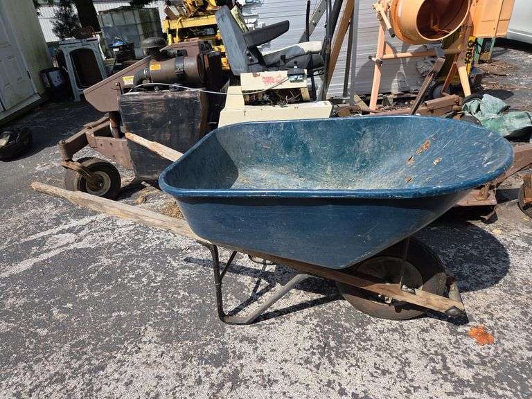 Blue Wheelbarrow - Yard Tool image