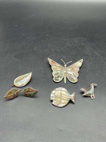 VINTAGE MEXICAN STERLING SILVER ABALONE JEWELRY image