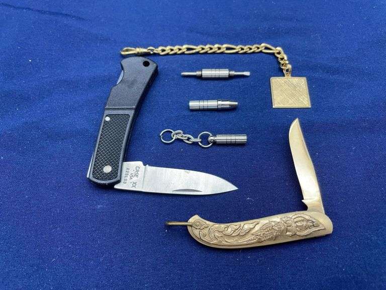 Lot of Case XX Knife, Ornate Pocket Knife, Screwdriver Tool Set and Keychain image
