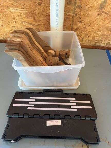 Wooden Toy Car Parts and Folding Step Stool image