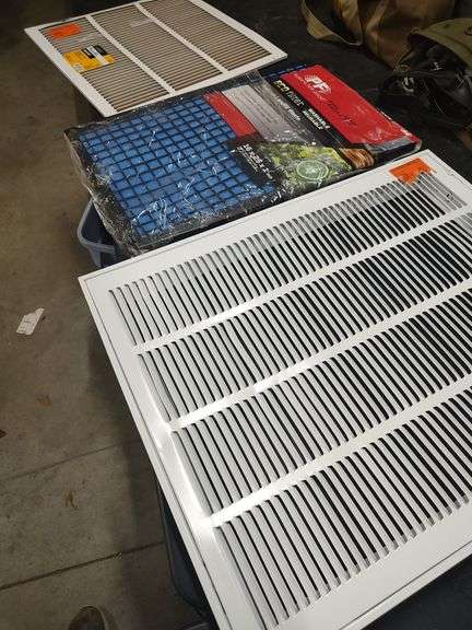 2 AIR RETURN VENTS AND 1 FILTER 16X25X1 - VENTS ARE 18X18 AND 22X28 image