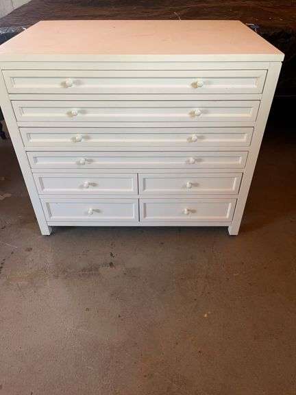 White Painted Wood Dresser with 7 Drawers image