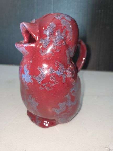 Unique Red Glazed Ceramic Figural Pitcher image