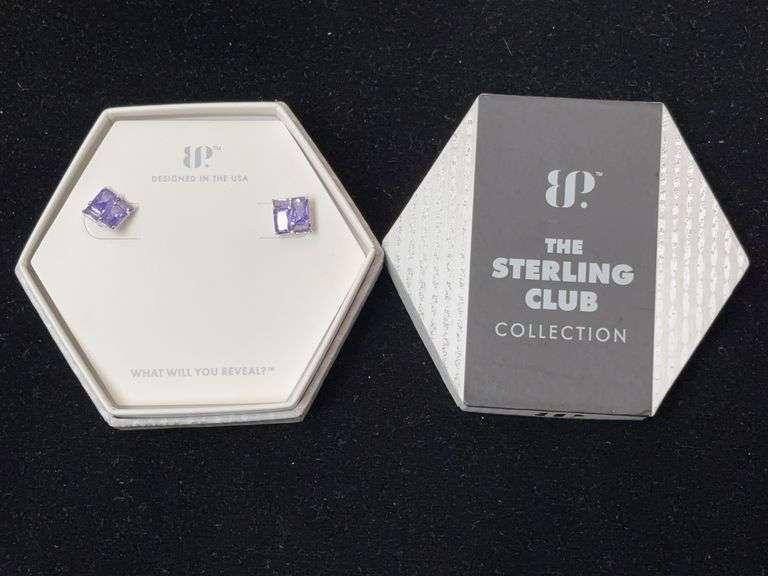 The Sterling Club Collection: Sterling Silver Violet Cubic Zirconia Earrings image
