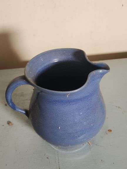 Stoneware Pottery Pitcher - Blue Glaze image