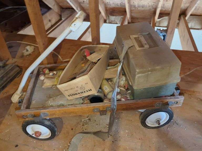 Fishing Tackle and Wooden Wagon image