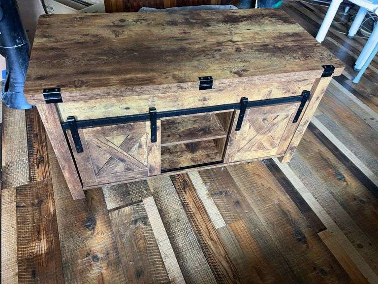 Lift-Top Coffee Table with Barn Door Design image