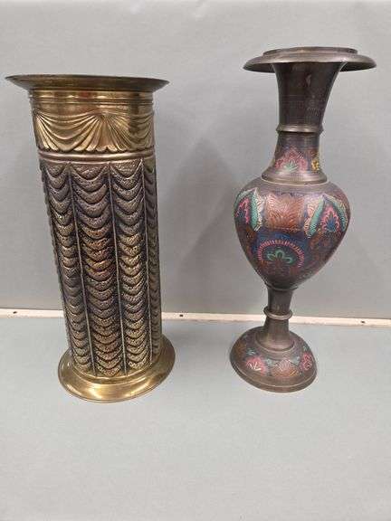 Two Decorative Brass Vases image