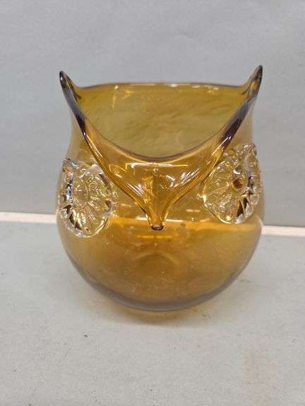 Amber Glass Owl Vase image