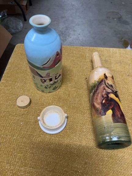 TWO BOTTLES PAINTED WITH HORSES image